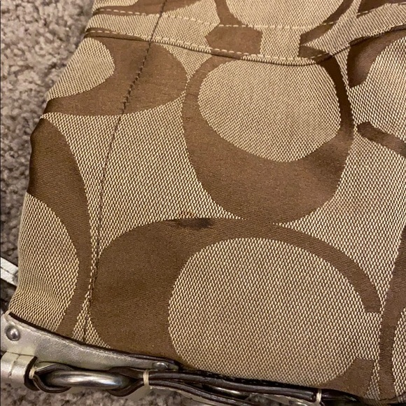 Coach Signature shoulder Handbag Brown Silver - Picture 15 of 16